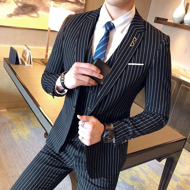 Men'S Grooming Uk - Blazer Masculino Slim Fit com Listras