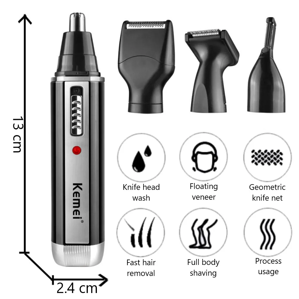Kemei 4 em 1 aparador para hom - Men'S Grooming Nose Hair Trimmer avaliação e preço