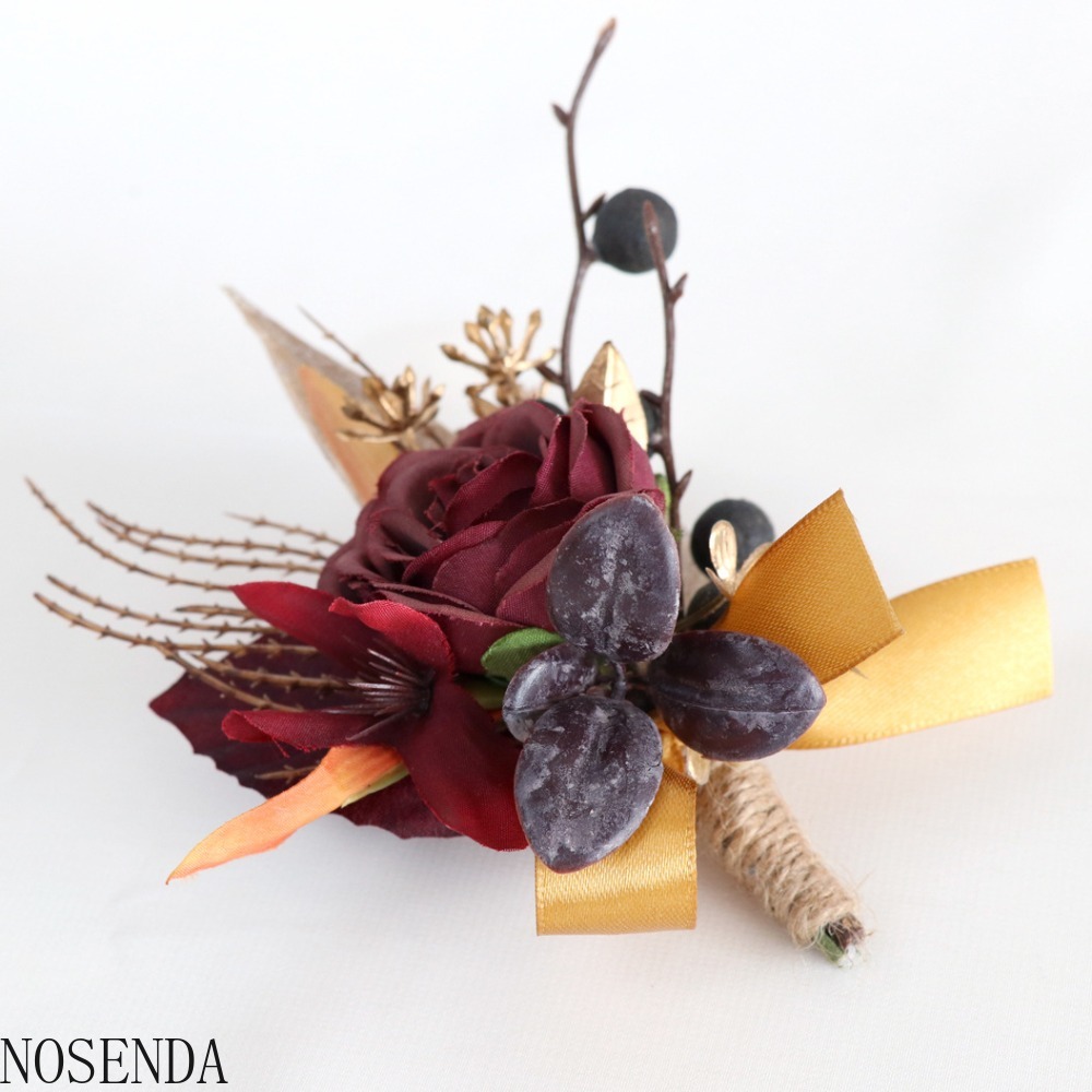 Borgonha seda rosa flores arti - Men'S Grooming For Marriage avaliação e preço